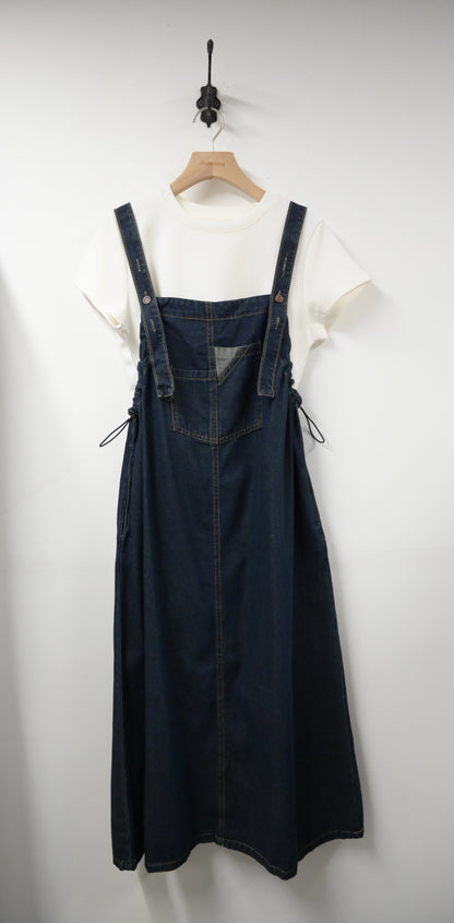 夏季・束邊吊帶牛仔配Tee Set 2色入 1S60719