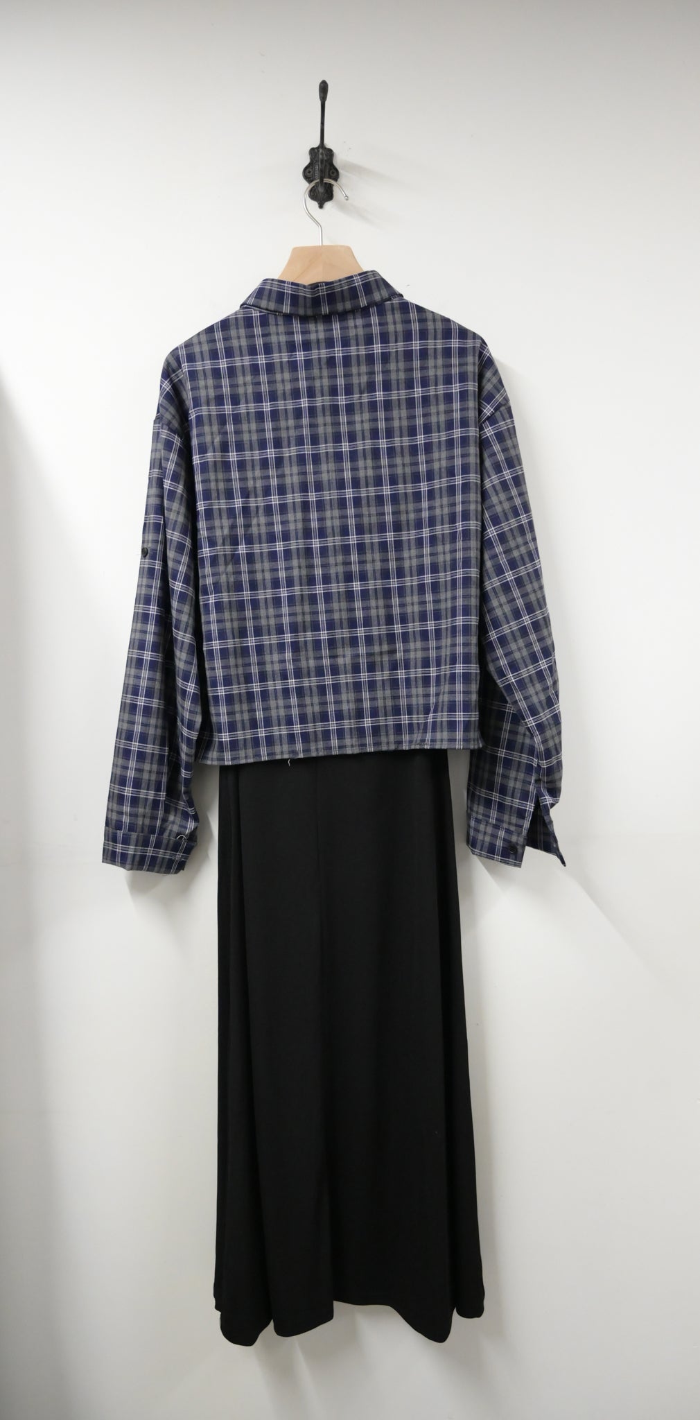 初秋・扭扭背心裙配格仔恤衫SET 2色入 1S60728
