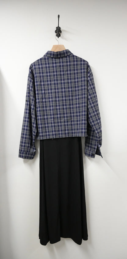 初秋・扭扭背心裙配格仔恤衫SET 2色入 1S60728