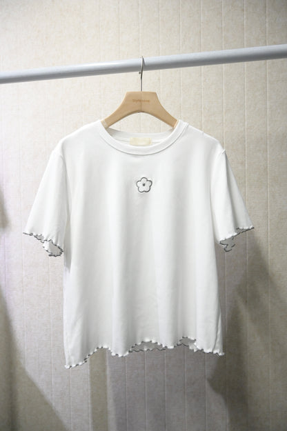 夏季・刺繡花花棉料Tee 2色入 1S50803