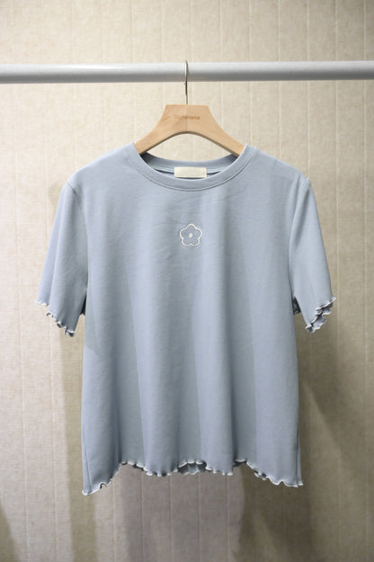 夏季・刺繡花花棉料Tee 2色入 1S50803