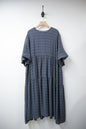 日系格紋泡泡袖Oversized連身裙 2色入 S10613