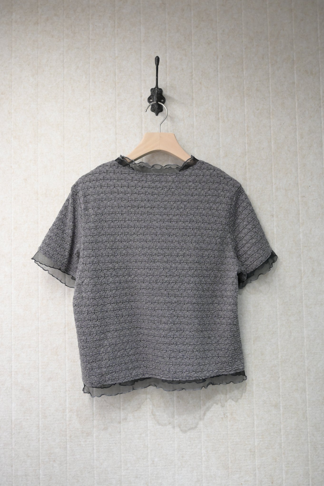 夏季・透透邊暗紋親膚上衣 2色入 1S10810