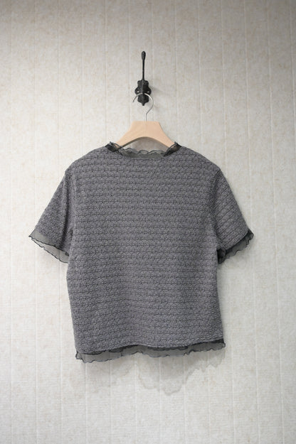夏季・透透邊暗紋親膚上衣 2色入 1S10810