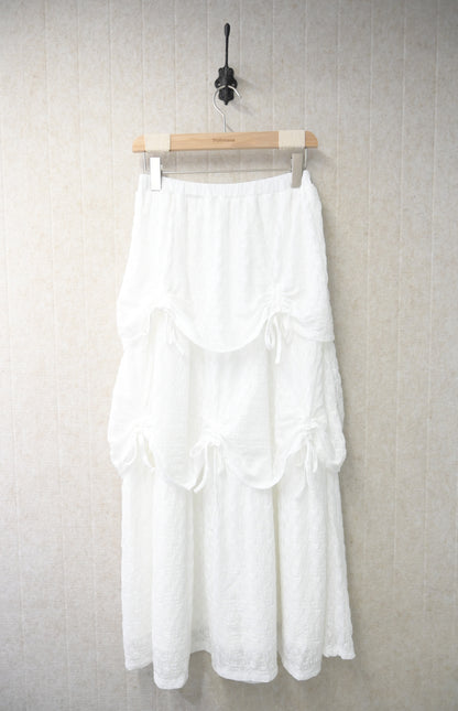 夏季・束繩層層Ruffles重工LACE裙 1S10821