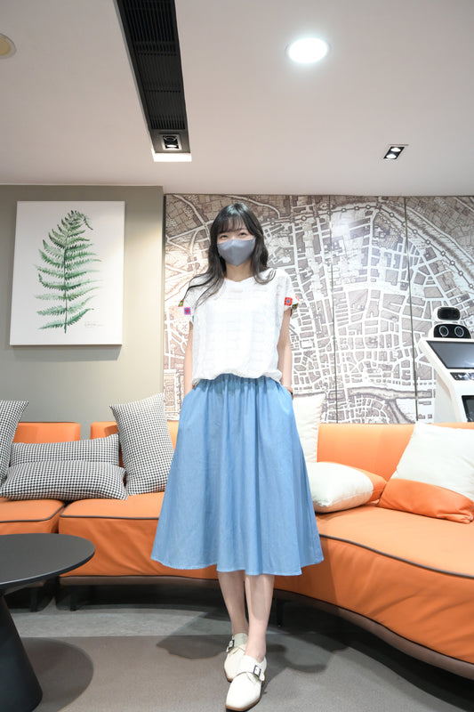勾花手袖假兩件連身裙 S20625