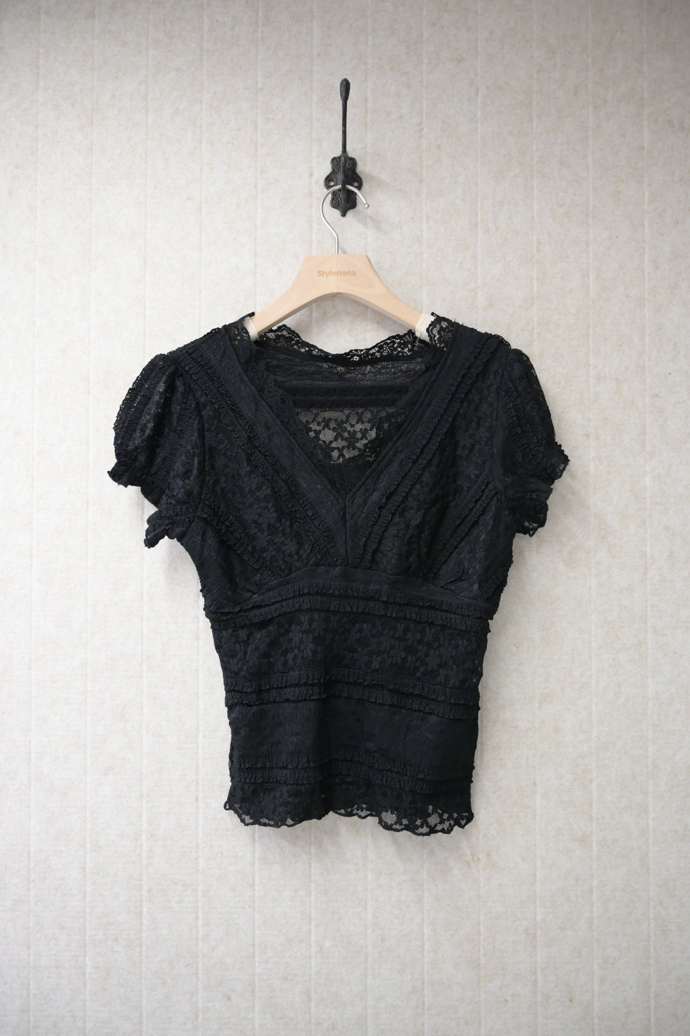 夏季・彈性Lace V領上衣 2色入 1S00824