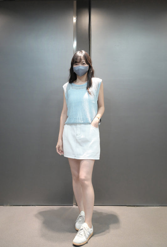 明線扯布料短裙褲 2色入 S70628