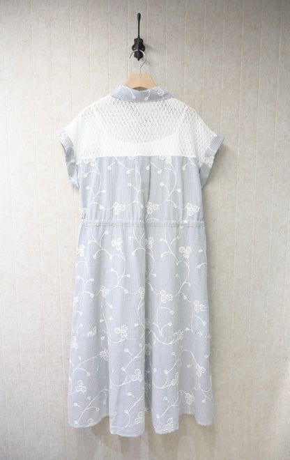 夏季・立體刺繡花棉麻連身裙 2色入 1S20826
