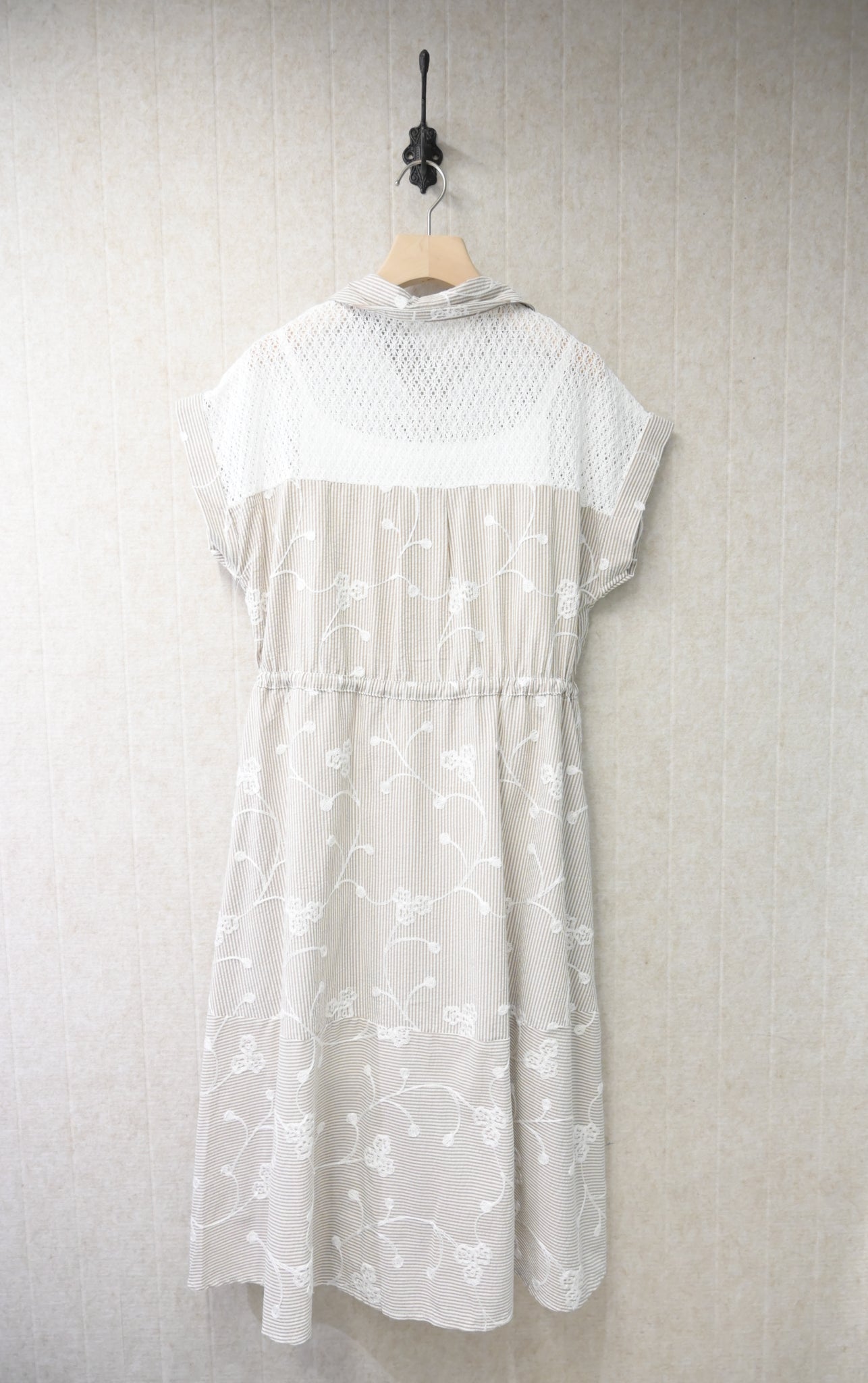 夏季・立體刺繡花棉麻連身裙 2色入 1S20826