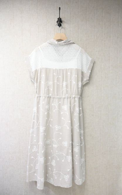 夏季・立體刺繡花棉麻連身裙 2色入 1S20826