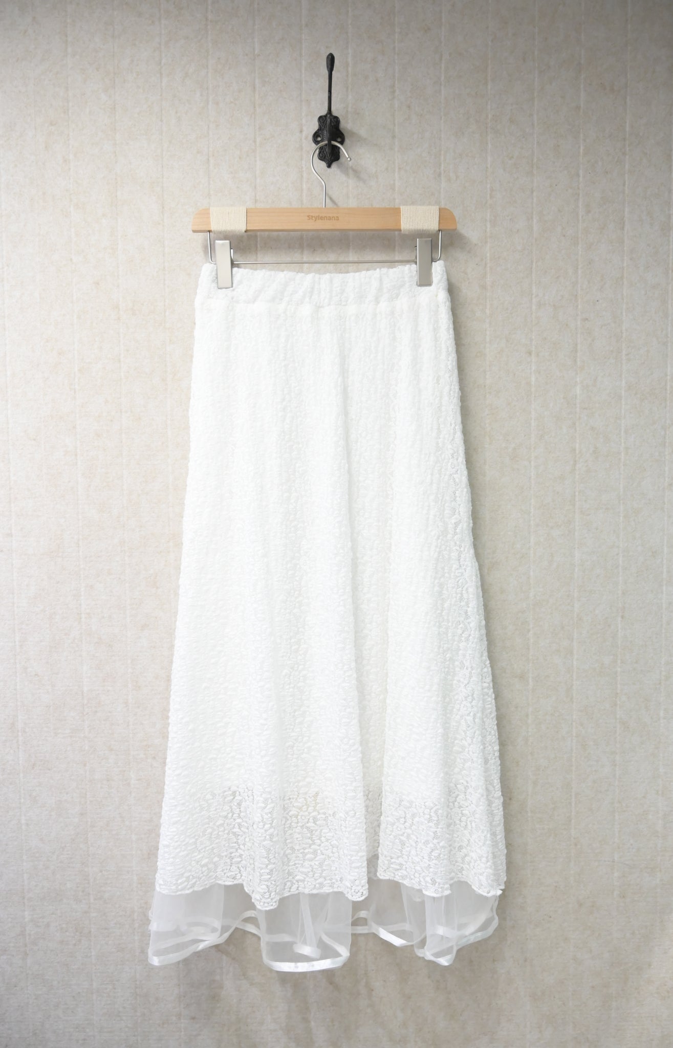 夏季・空氣透視邊蕾絲半身裙 2色入 1S10832