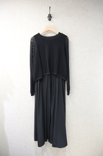 初秋・爽滑背心裙配束邊線衫SET 2色入 1S60842