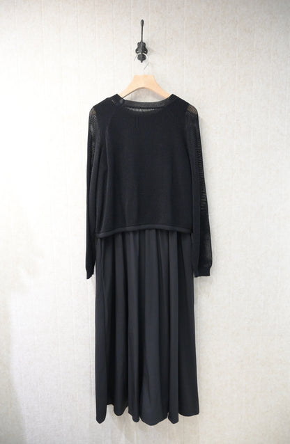 初秋・爽滑背心裙配束邊線衫SET 2色入 1S60842