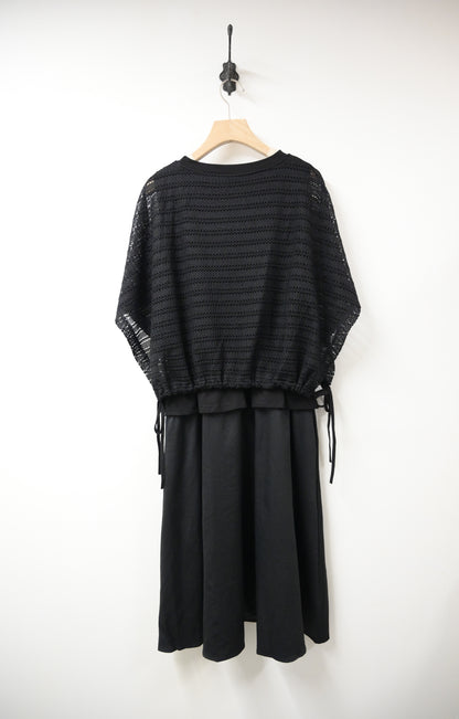 假兩件通花綁邊連身裙 2色入 S60638