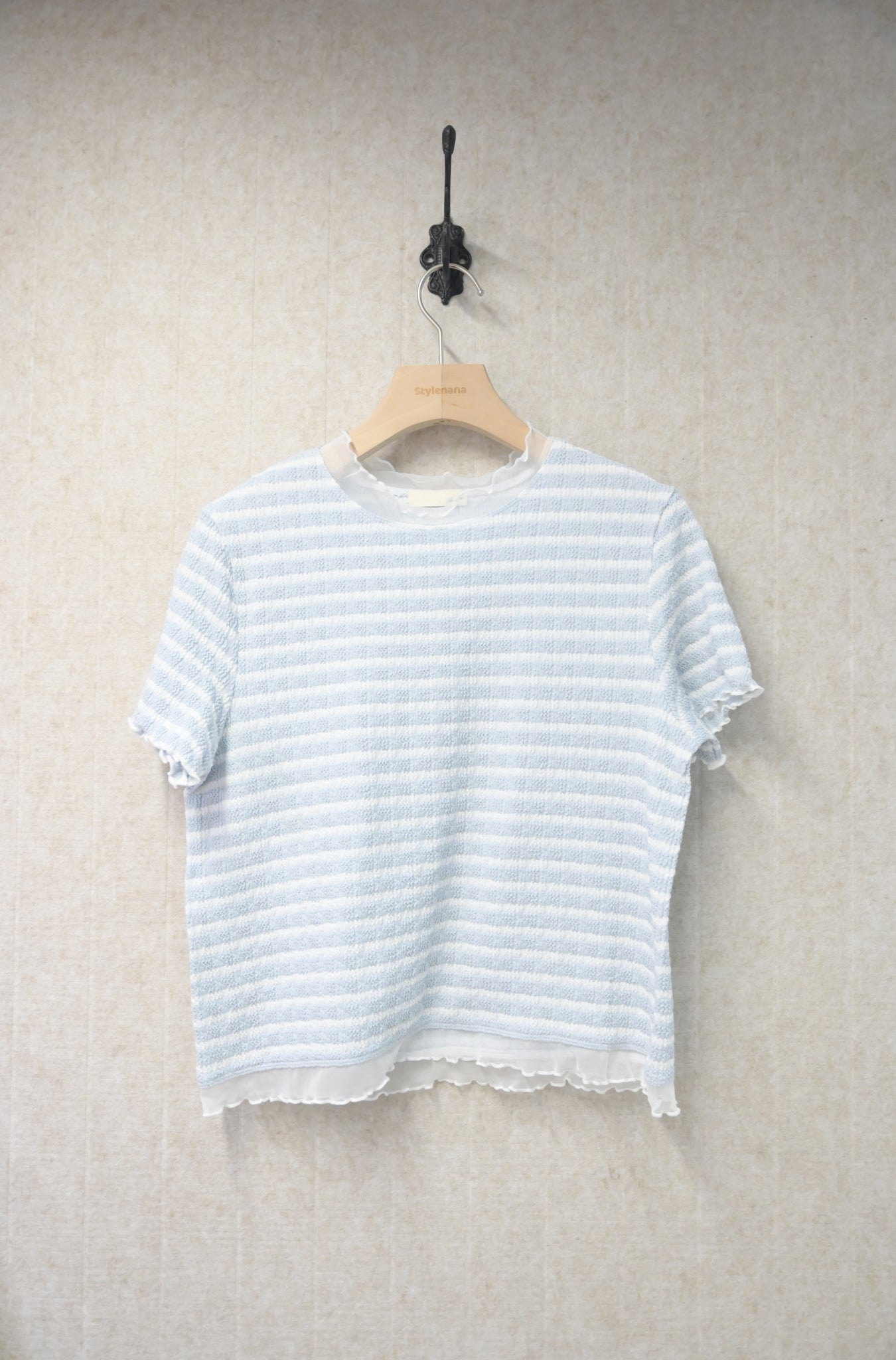 夏季・馬卡龍色透邊上衣 3色入 1S10901