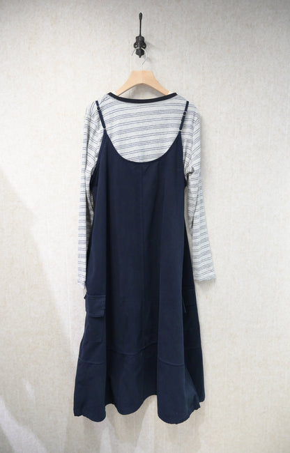 初秋・橫間薄長袖配扯布帶布裙SET 2色入 1S60909