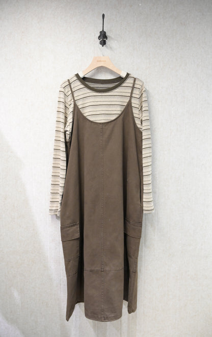 初秋・橫間薄長袖配扯布帶布裙SET 2色入 1S60909