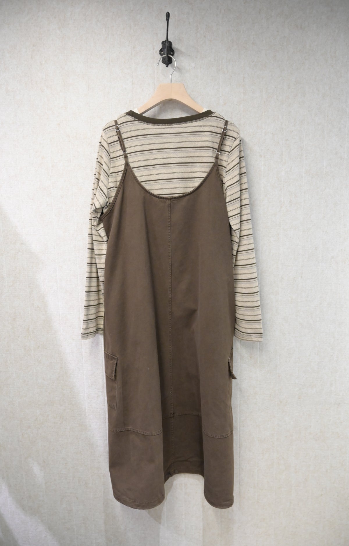 初秋・橫間薄長袖配扯布帶布裙SET 2色入 1S60909