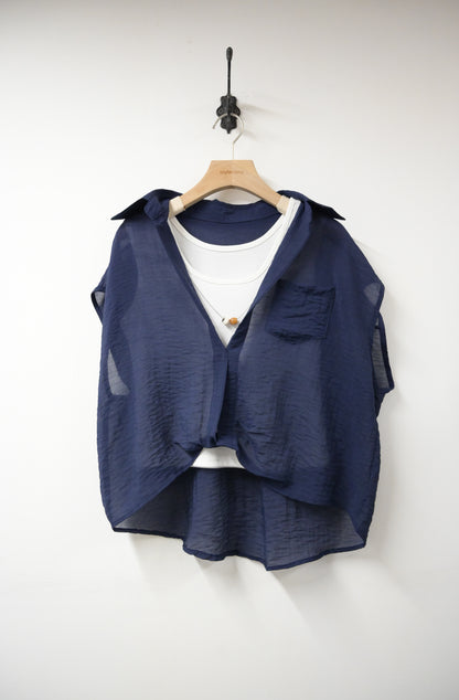 夏季．背心+透視罩衫SET 2色入1S60423