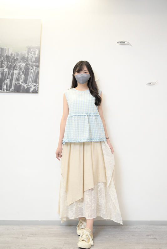 Ruffle綑邊格仔背心 2色入 S50710