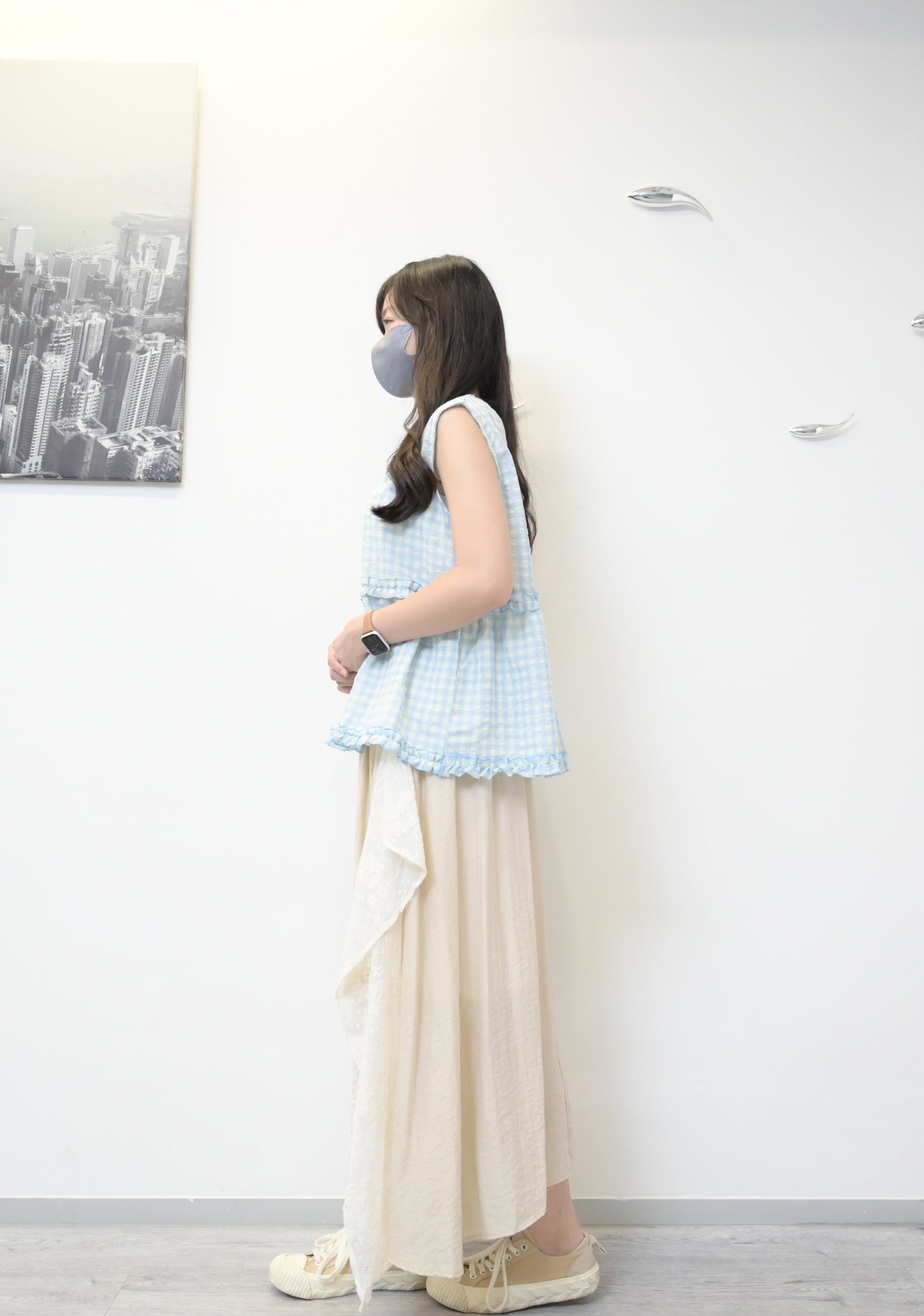 Ruffle綑邊格仔背心 2色入 S50710