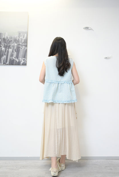 Ruffle綑邊格仔背心 2色入 S50710