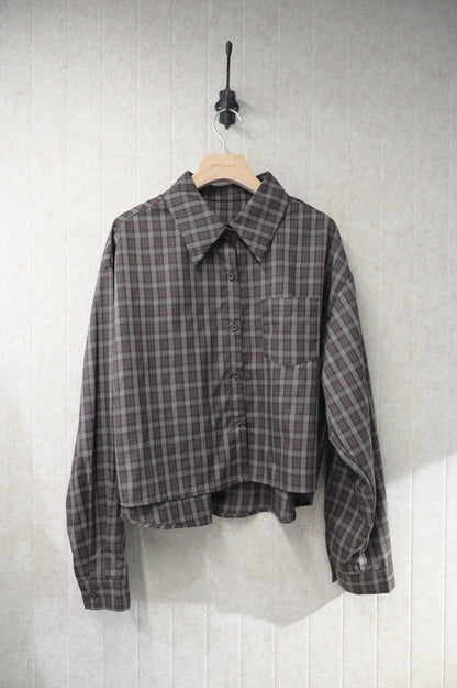 初秋・寬鬆格仔恤衫配披肩 2色入 1S60911