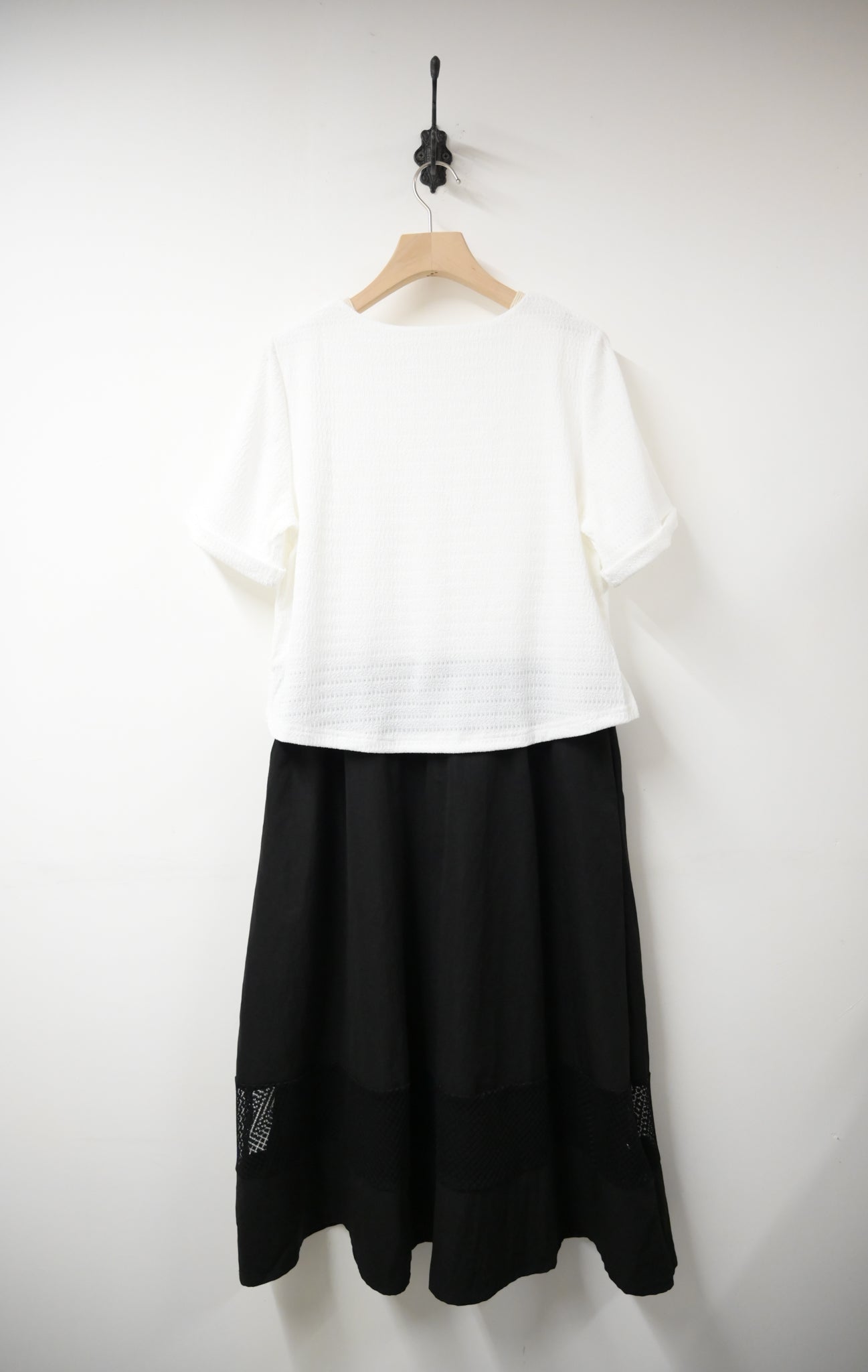 假兩件通花拼色連身裙 2色入 S20717