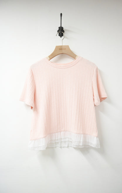 Ruffle邊坑紋超彈Tee 4色入 S50721