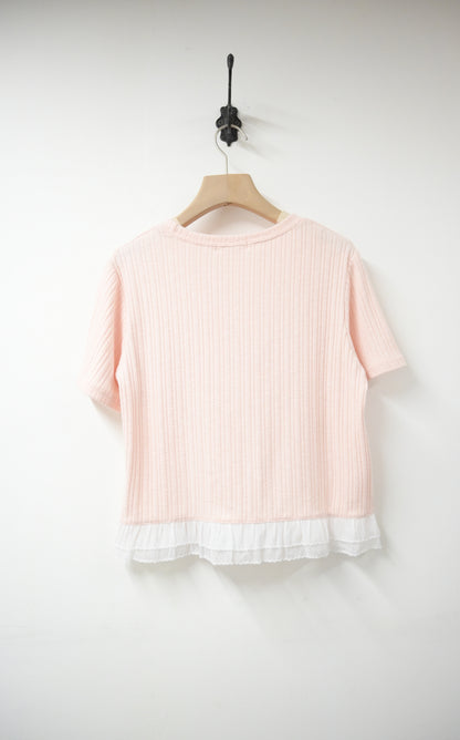 Ruffle邊坑紋超彈Tee 4色入 S50721