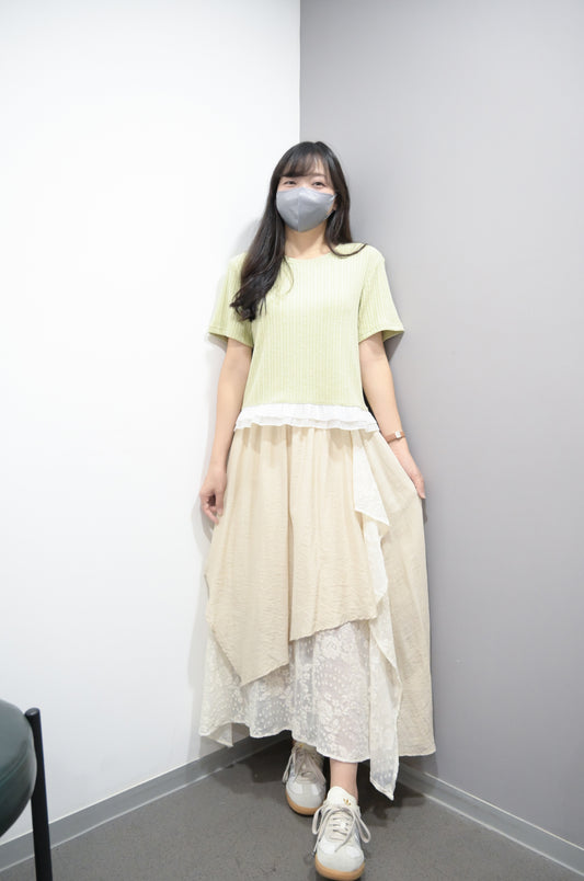 Ruffle邊坑紋超彈Tee 4色入 S50721