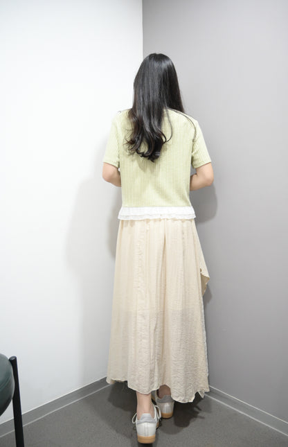 Ruffle邊坑紋超彈Tee 4色入 S50721