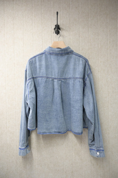 初秋・洗水寬鬆Cropped牛仔恤衫 2色入 1S60927