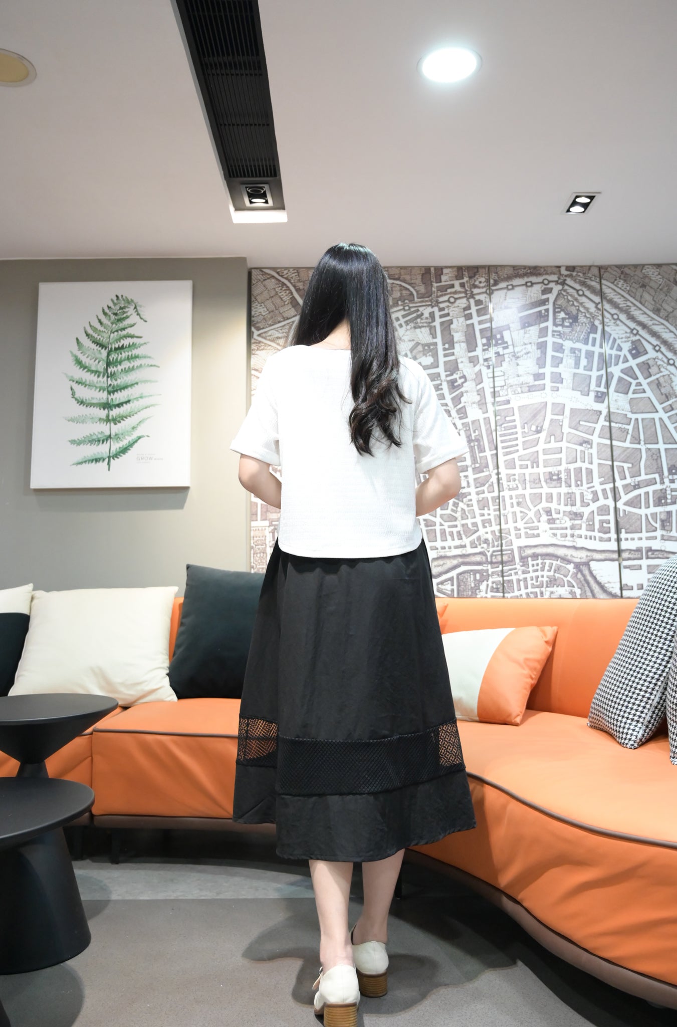 假兩件通花拼色連身裙 2色入 S20717
