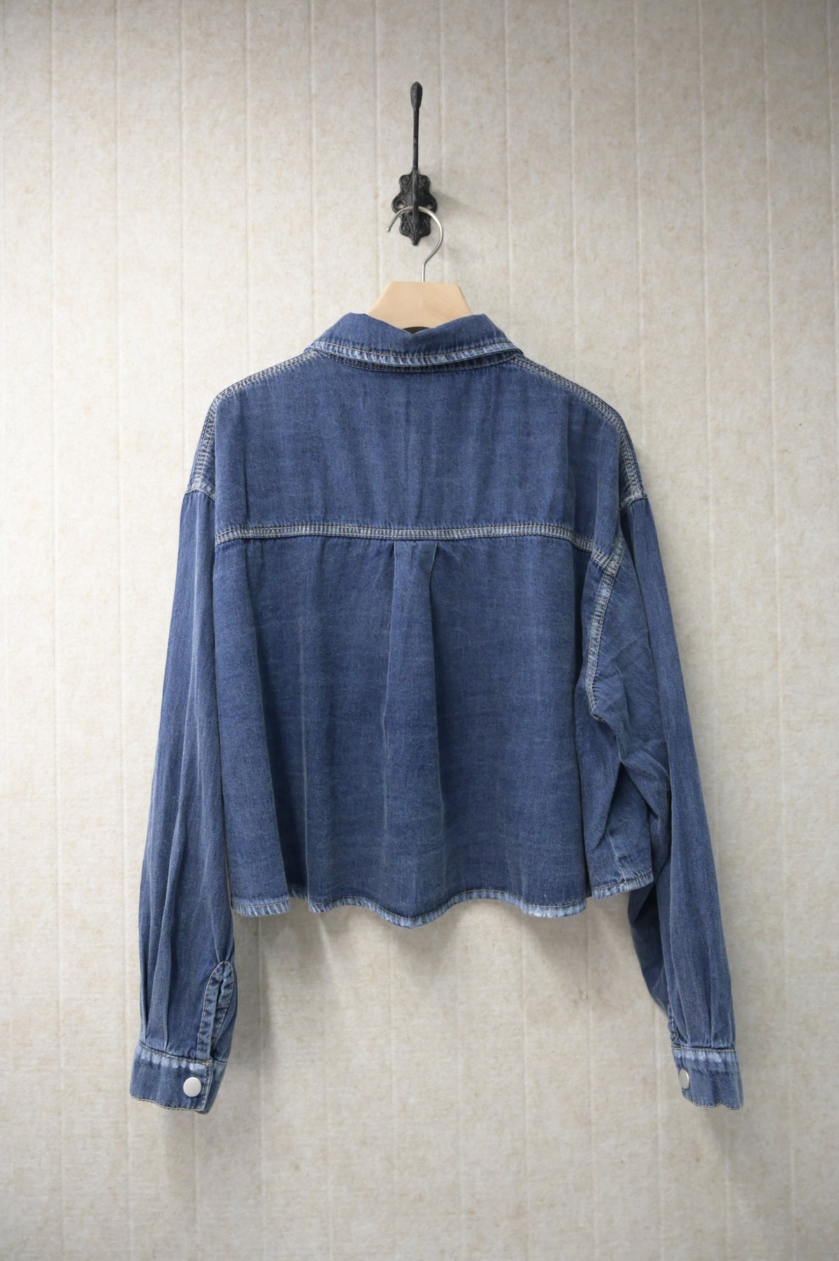 初秋・洗水寬鬆Cropped牛仔恤衫 2色入 1S60927