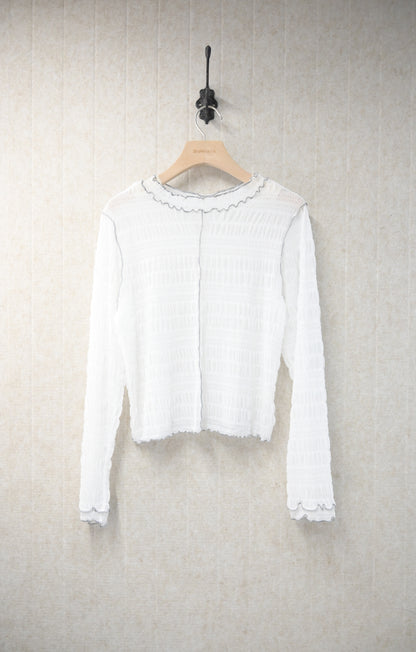 初秋・玻璃透視感紗紗親膚上衣 4色入 1S10932