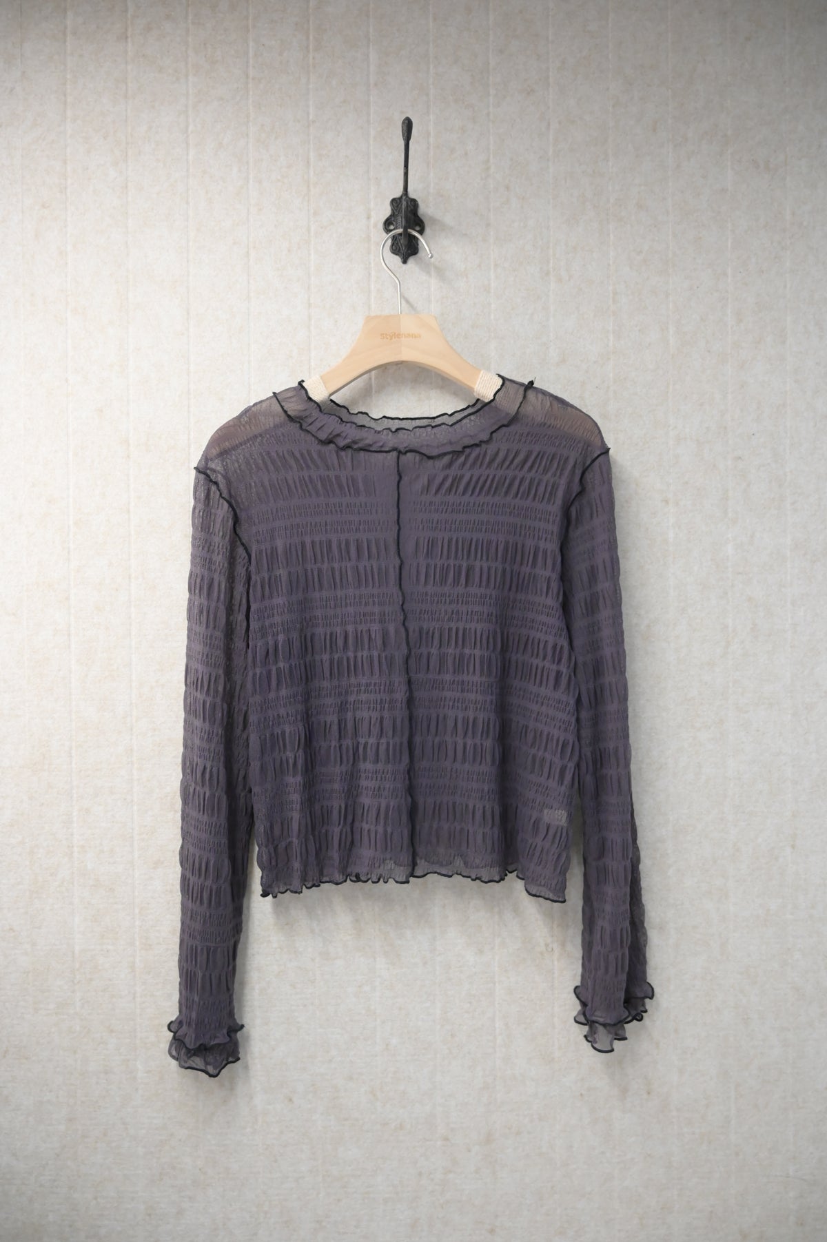 初秋・玻璃透視感紗紗親膚上衣 4色入 1S10932