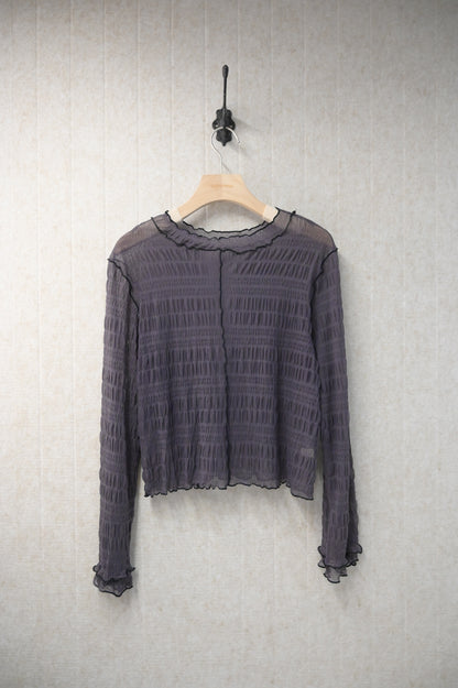 初秋・玻璃透視感紗紗親膚上衣 4色入 1S10932