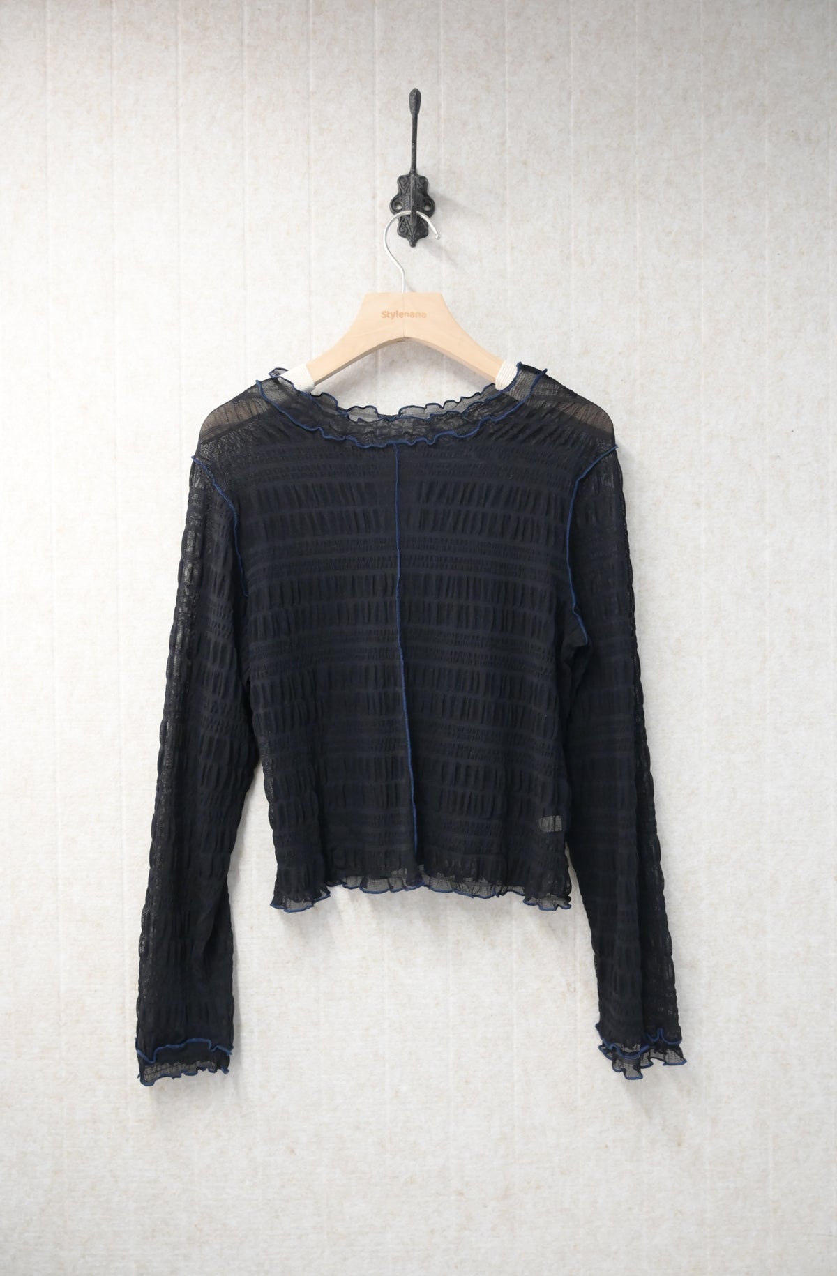 初秋・玻璃透視感紗紗親膚上衣 4色入 1S10932