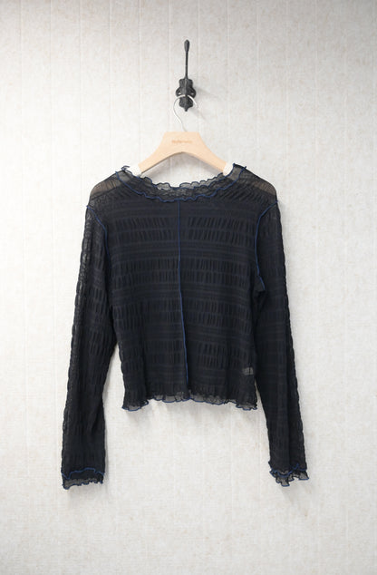 初秋・玻璃透視感紗紗親膚上衣 4色入 1S10932