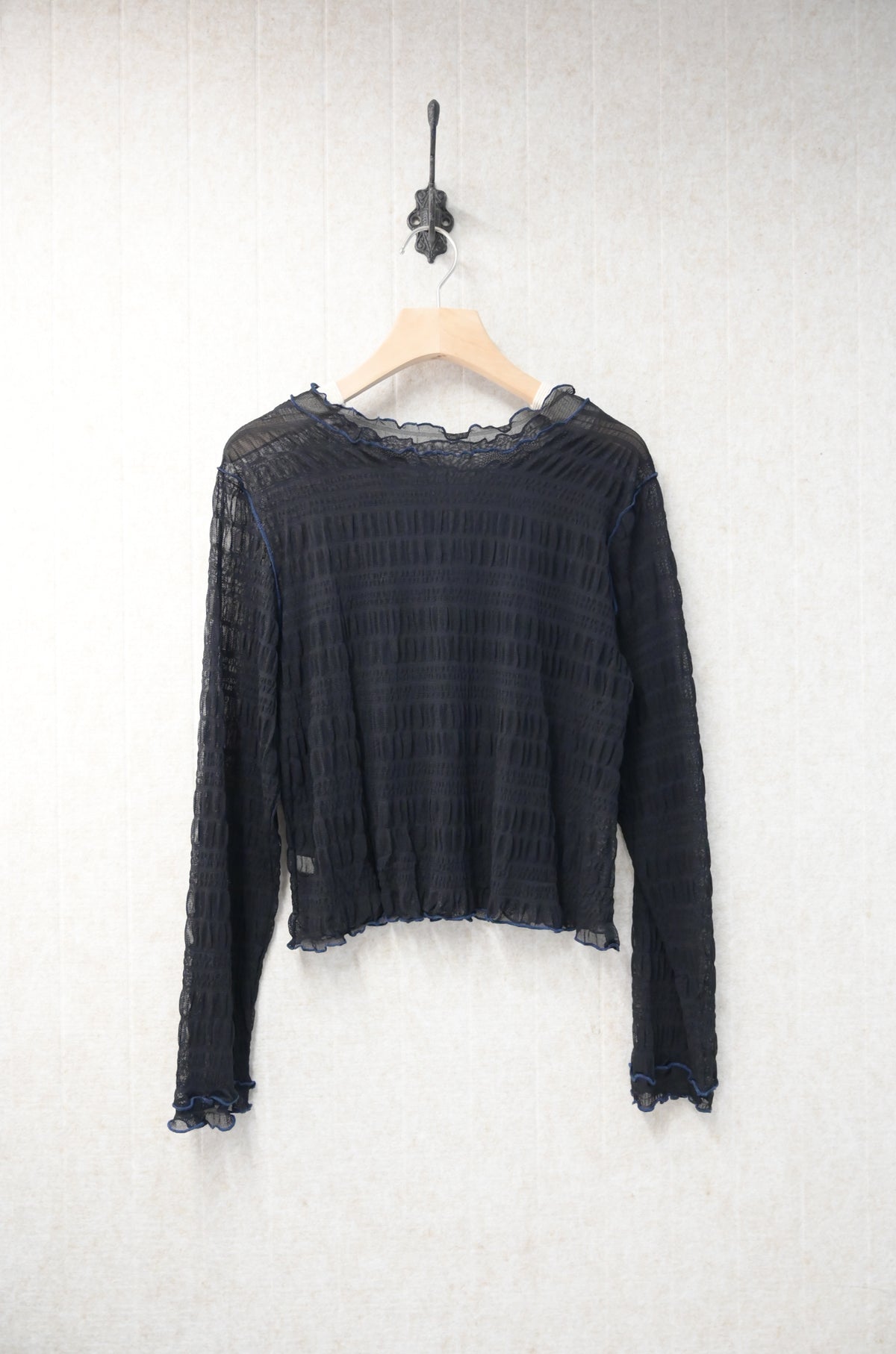 初秋・玻璃透視感紗紗親膚上衣 4色入 1S10932