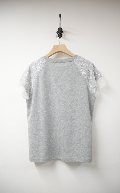清新Lace袖Print 上衣 2色人 S20803