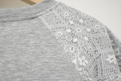 清新Lace袖Print 上衣 2色人 S20803