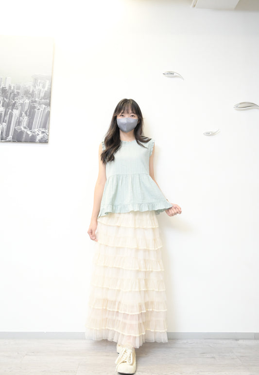 提花圖案ruffle邊蛋糕背心 2色入 S50810