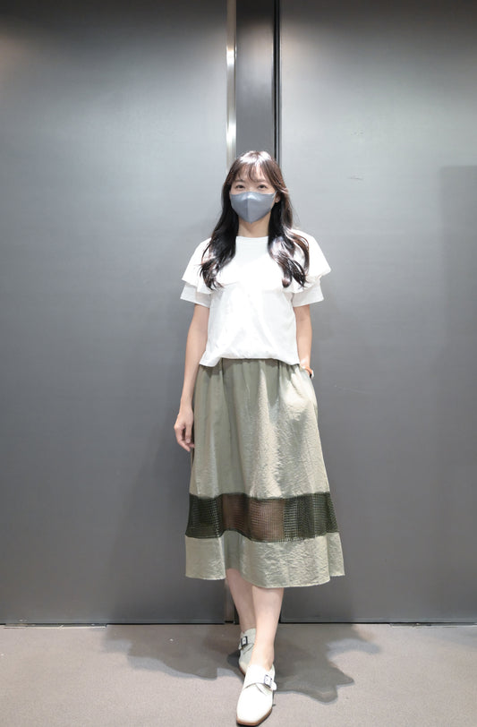 Ruffles披肩拼接透視裙邊連身裙 2色入 S60824