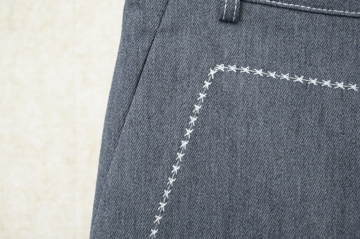 初秋・刺繡明線挺身料斜布褲 2色入 2W21031
