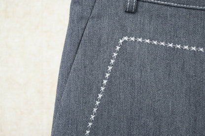 初秋・刺繡明線挺身料斜布褲 2色入 2W21031