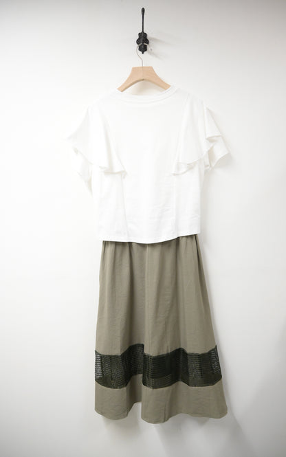 Ruffles披肩拼接透視裙邊連身裙 2色入 S60824