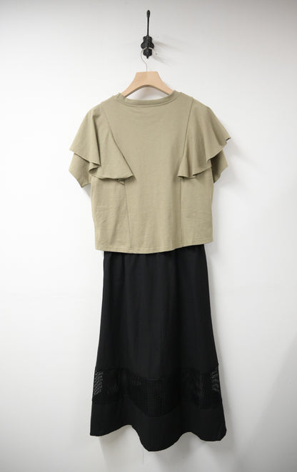 Ruffles披肩拼接透視裙邊連身裙 2色入 S60824